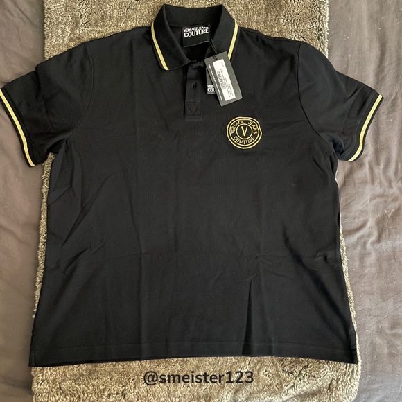 Versace Black & Gold Emblem Polo - Picture 3 of 6
